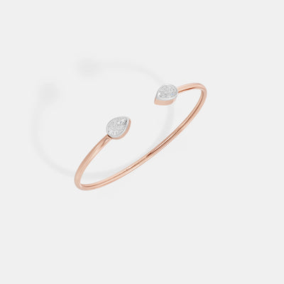 The Twin Pear-Cut Bezel Open Cuff