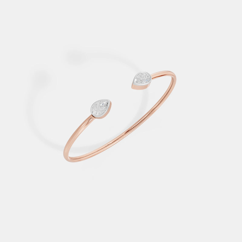 The Twin Pear-Cut Bezel Open Cuff
