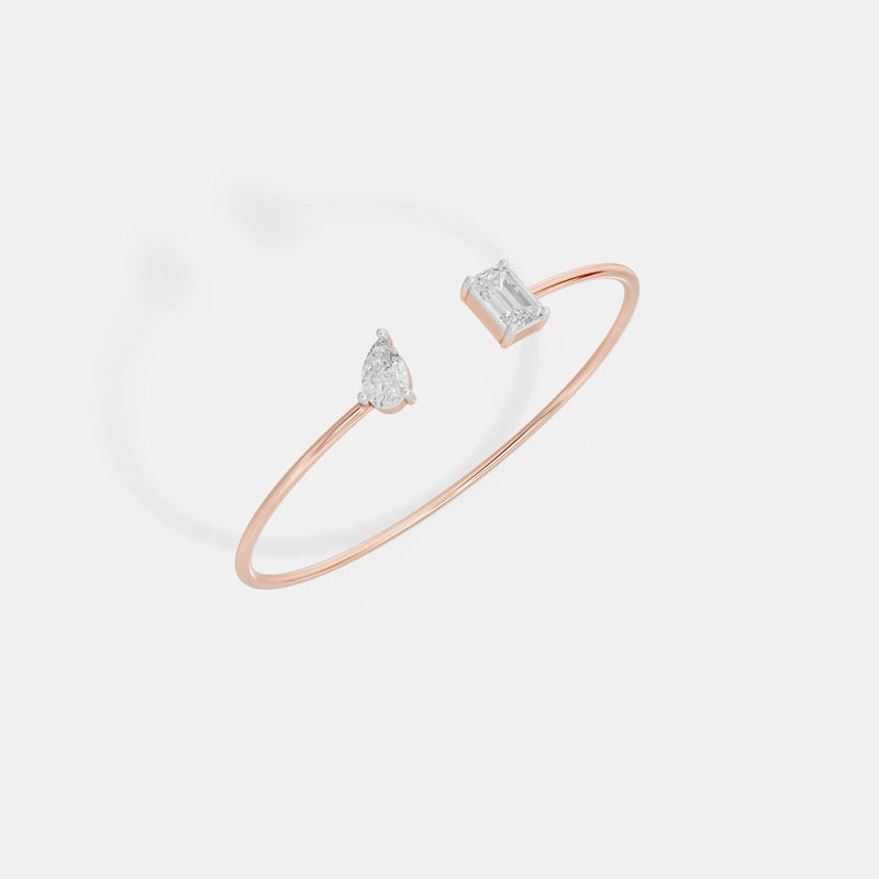The 'Toi et Moi' Emerald & Pear Open Bangle