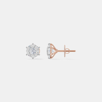 1 CT EACH Six-Prong Brilliant Studs
