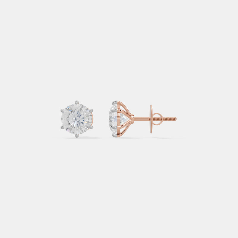 1 CT EACH Six-Prong Brilliant Studs