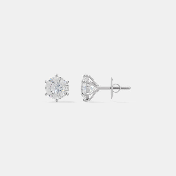 1 CT EACH Six-Prong Brilliant Studs