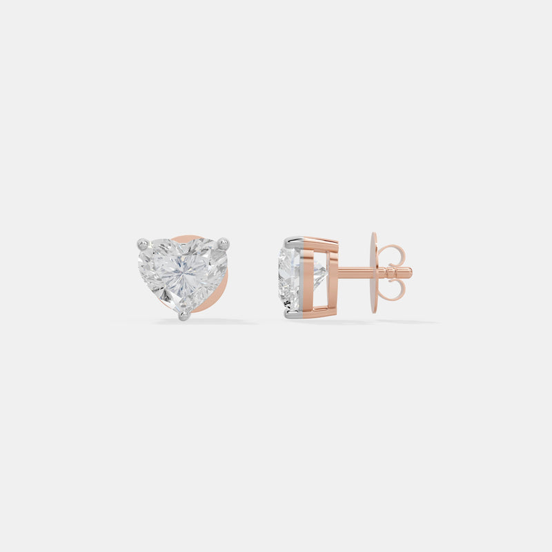 1.5 CT EACH Heart Solitaire Studs