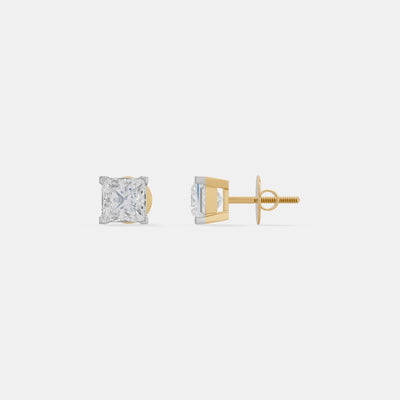 1 CT EACH Princess Solitaire Studs