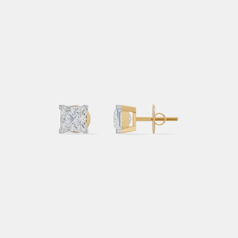 1 CT EACH Princess Solitaire Studs