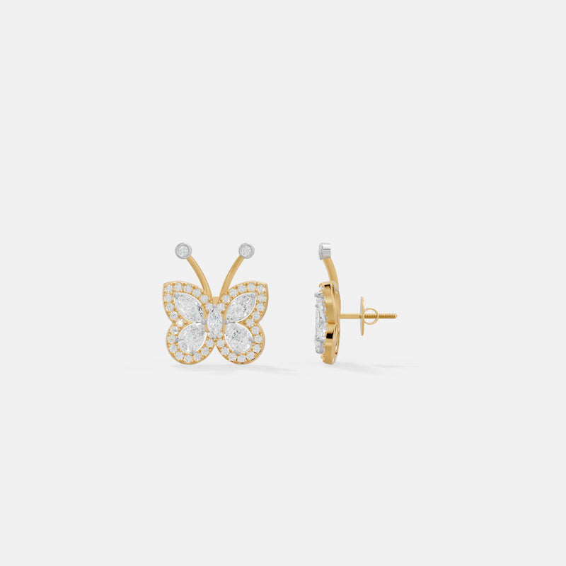 Butterfly Diamond Stud Earrings