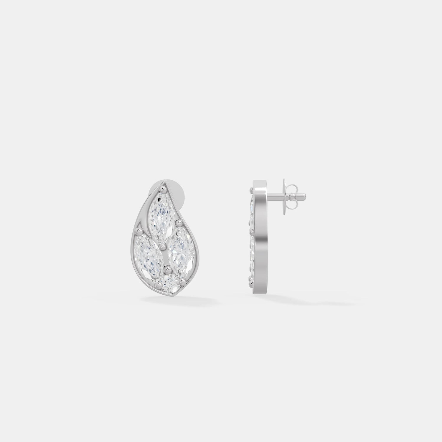 Pear Cluster Diamond Stud Earrings