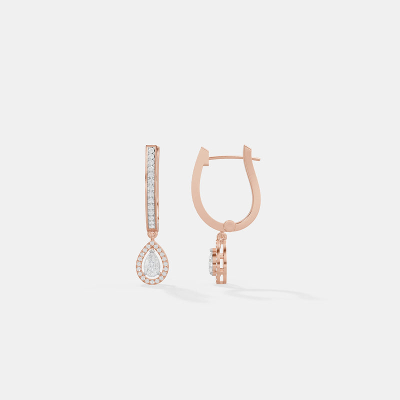 Pear-Cut Diamond Halo Drop Huggie