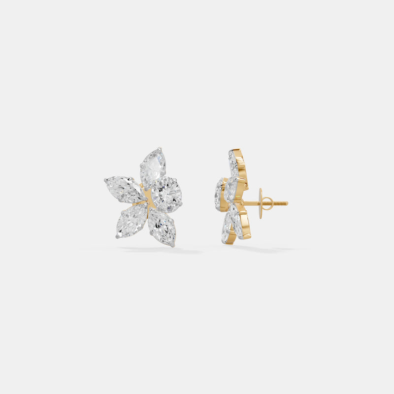 The Asymmetric Marquise Floral Studs