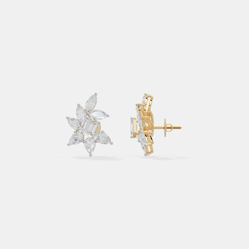 Celestial Marquise & Emerald Cut Cluster Studs