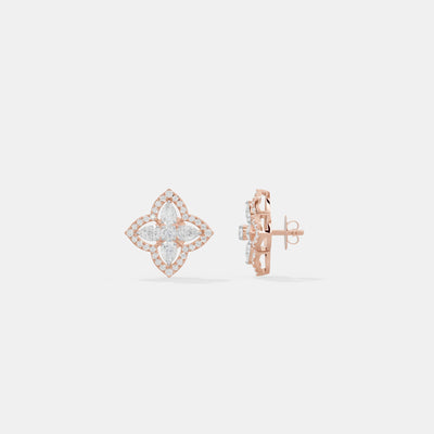 Ethereal Quatrefoil Halo Diamond Studs