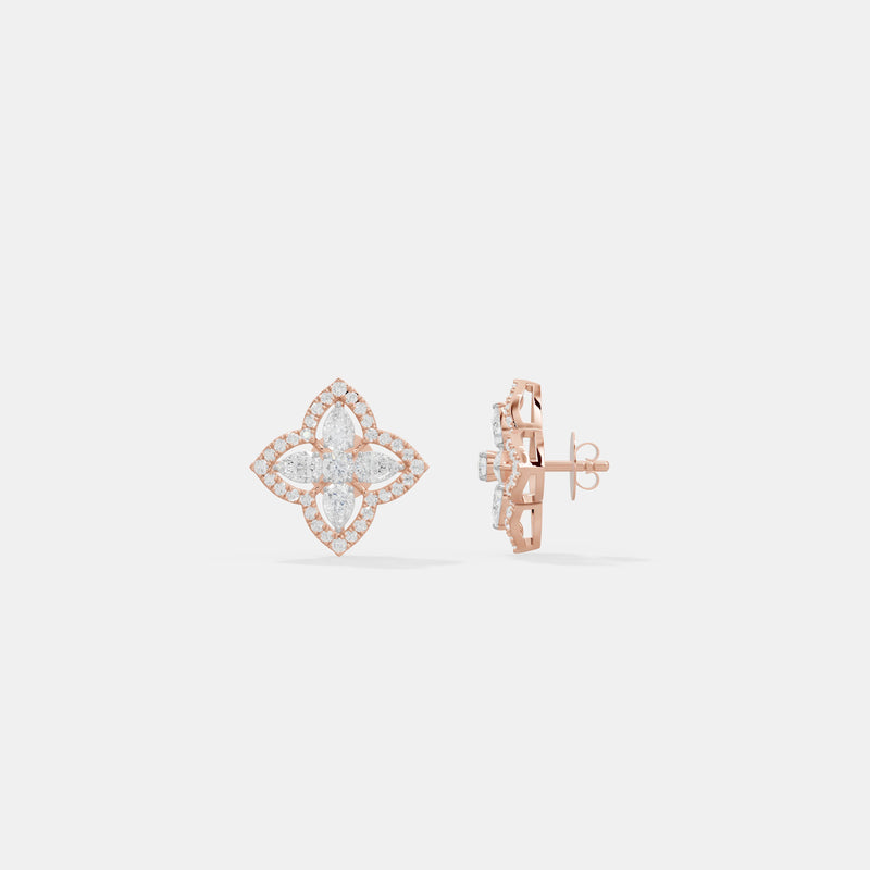 Ethereal Quatrefoil Halo Diamond Studs