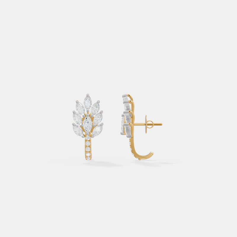 Leaf-Inspired Diamond Drop Earrings