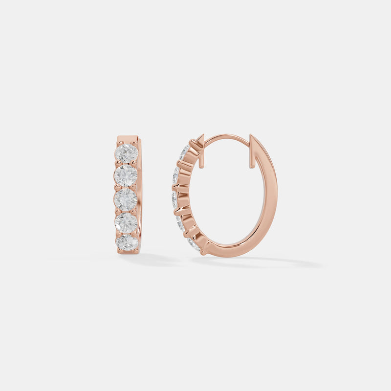 Graceful Five-Stone Graduated Diamond Hoops