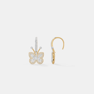 Butterfly Diamond Hoop Earrings