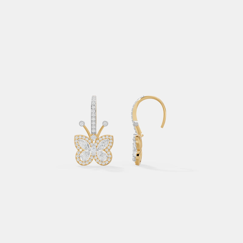 Butterfly Diamond Hoop Earrings