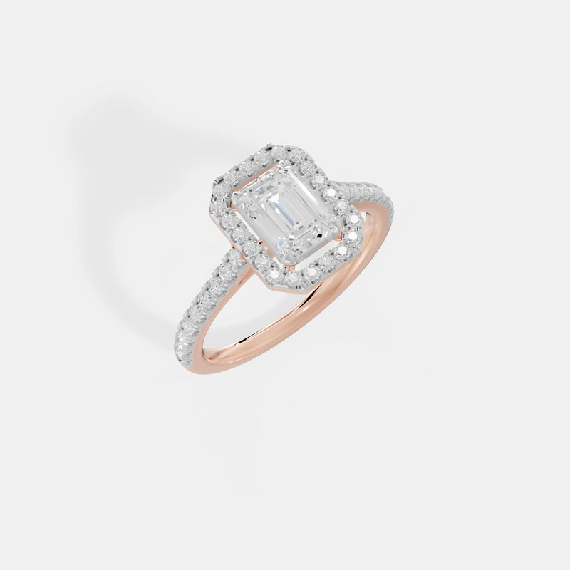 The Linear Emerald Halo Ring