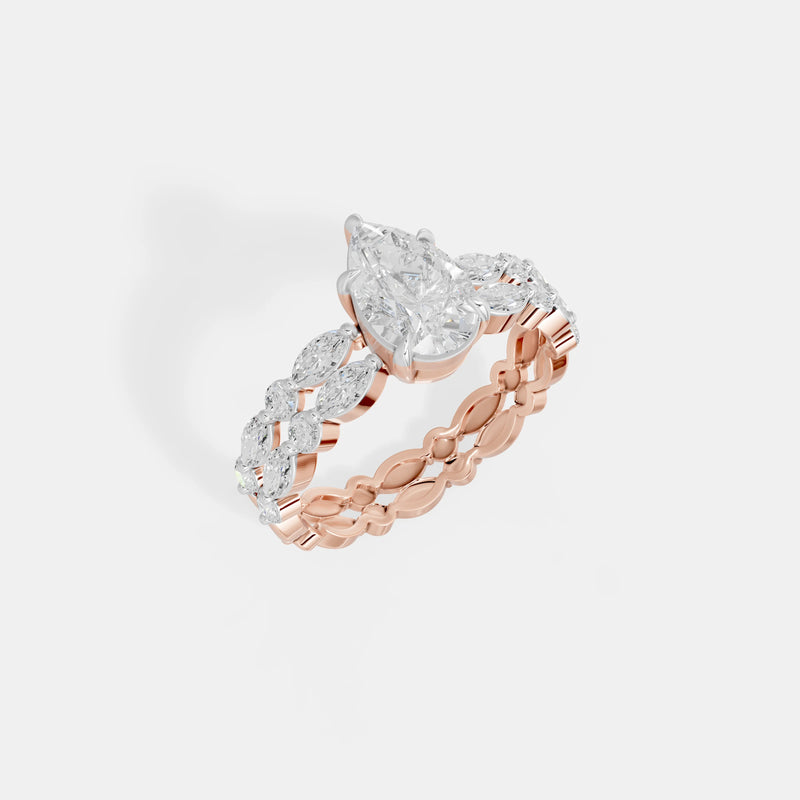 The Marquise Petal Halo Ring