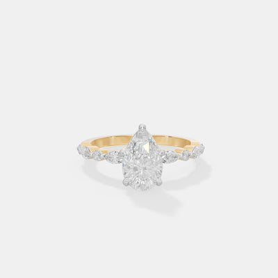 Marquise-Accented Pear Ring