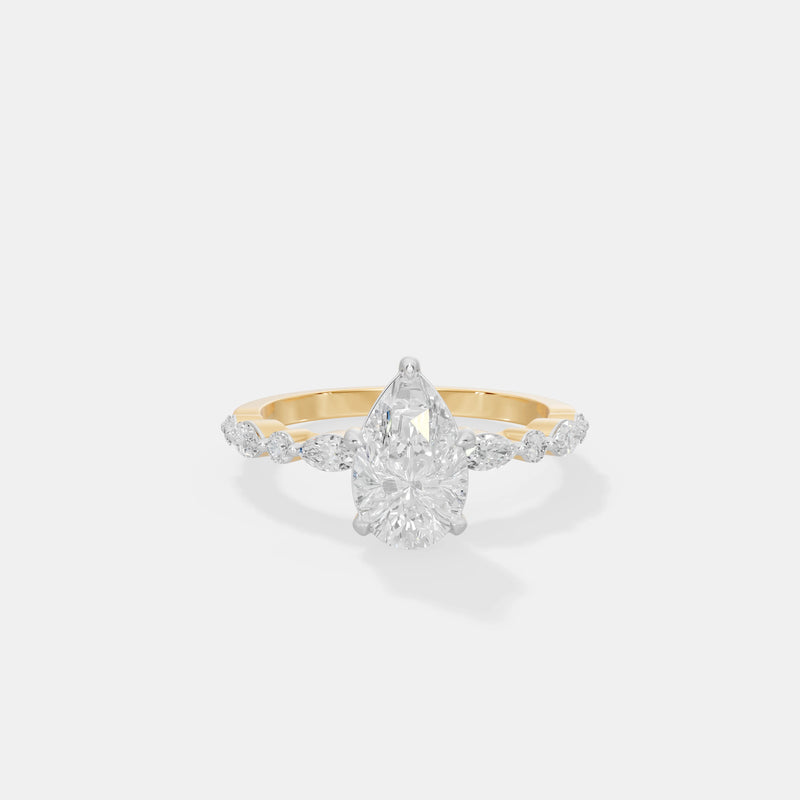 Marquise-Accented Pear Ring