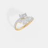Emerald Cut & Pear Diamond Floral Ring