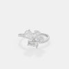 Emerald Cut & Pear Diamond Floral Ring
