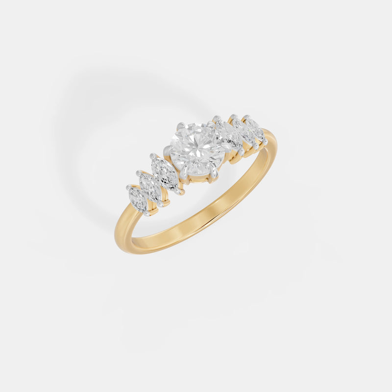 Round & Marquise Diamond Cluster Ring