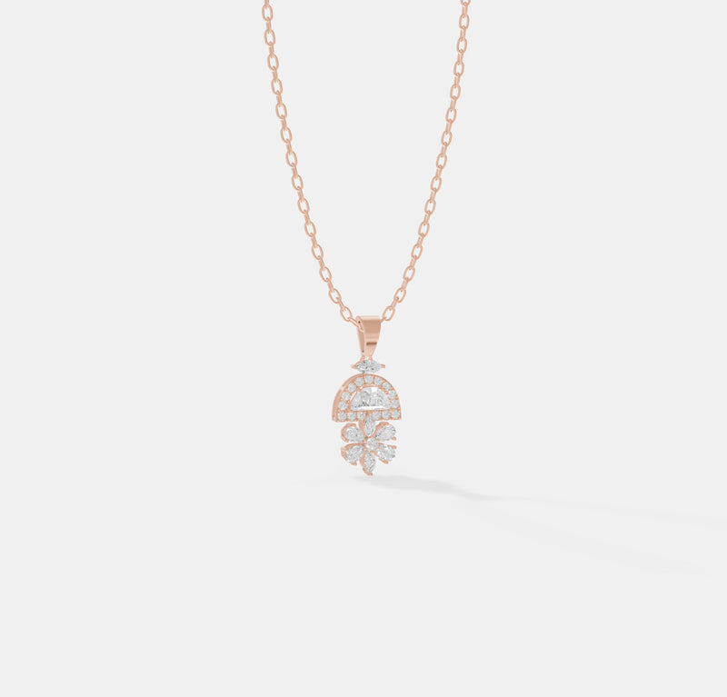 Art Deco Crescent Floral Pendant