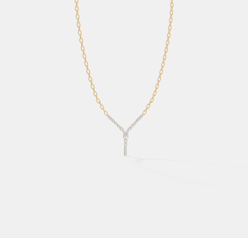 The Linear Emerald Y-Pendant