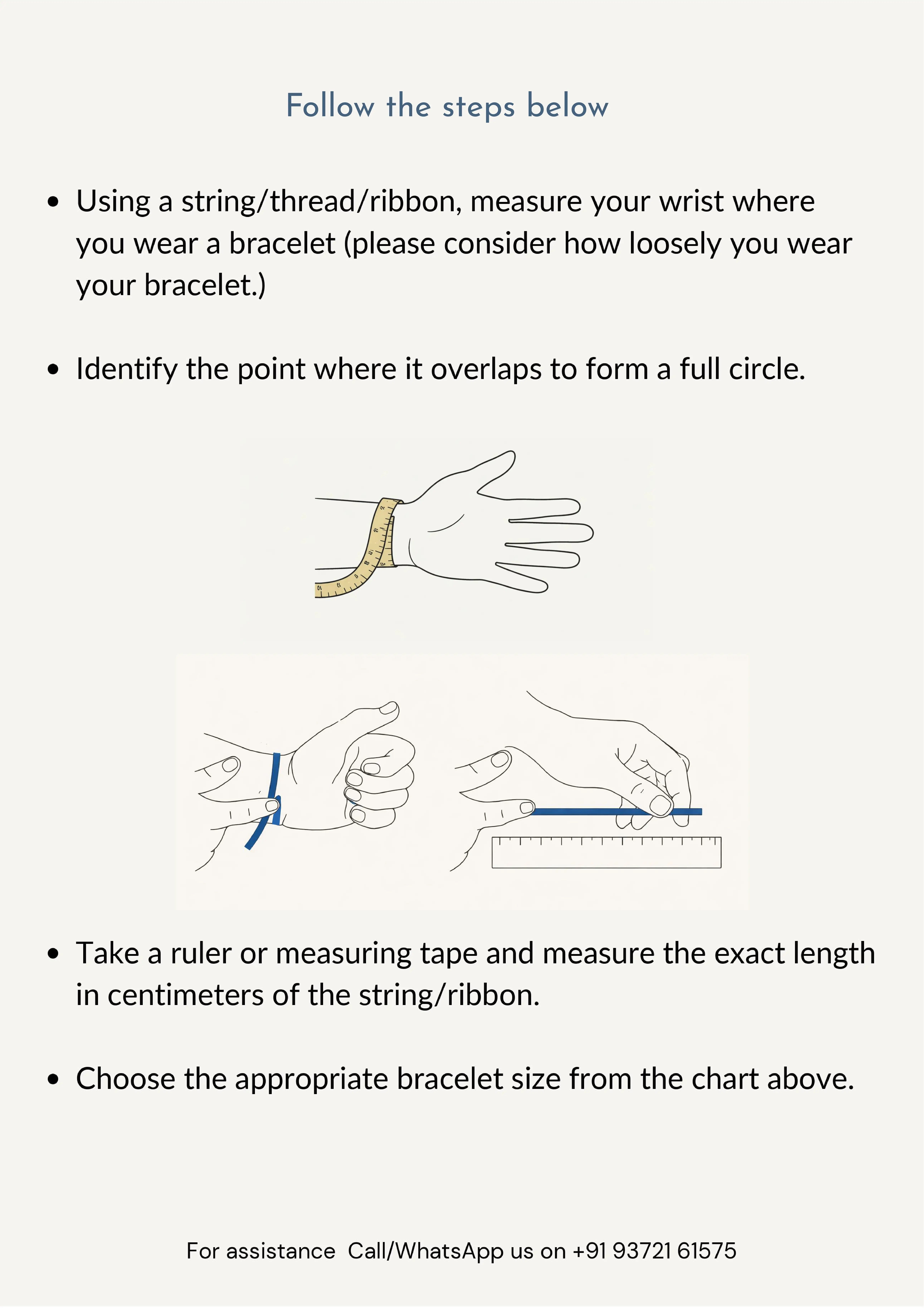 Bracelet Size Chart 2